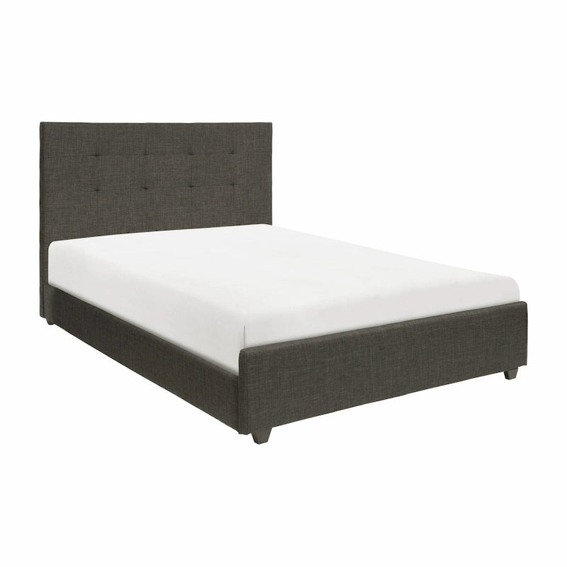 Letto a piattaforma imbottito trapuntato grigio, King Size, 1 persona