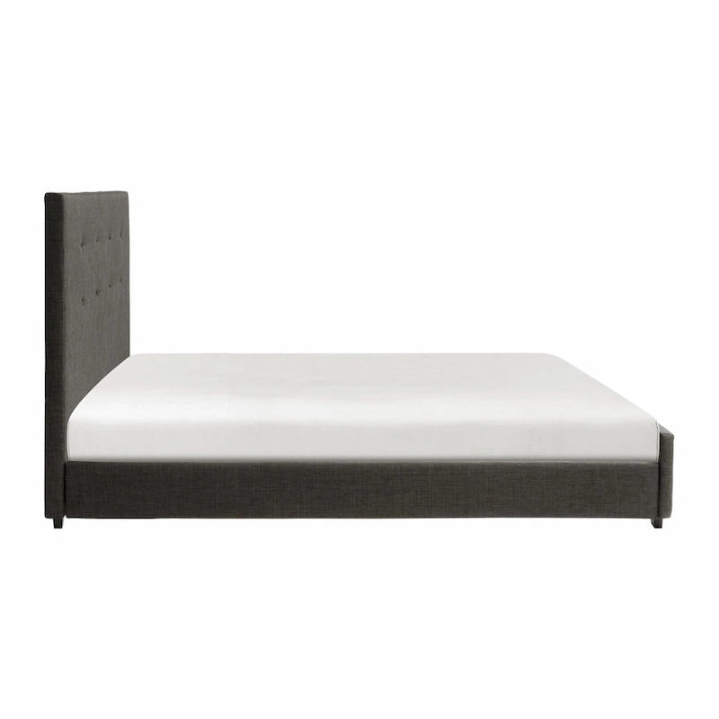 Letto a piattaforma imbottito trapuntato grigio, King Size, 1 persona