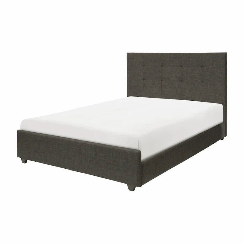 Letto a piattaforma imbottito trapuntato grigio, King Size, 1 persona