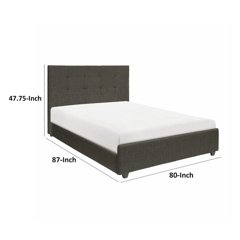 Letto a piattaforma imbottito trapuntato grigio, King Size, 1 persona