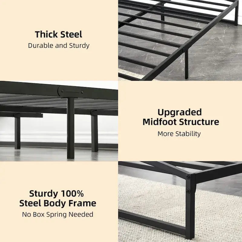 Struttura letto in metallo bianco/nero – 6 o 10 gambe, da una piazza a king size