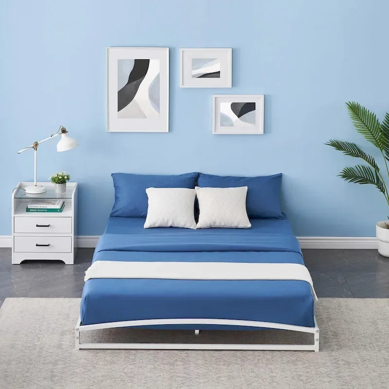 Struttura letto in metallo bianco/nero – 6 o 10 gambe, da una piazza a king size