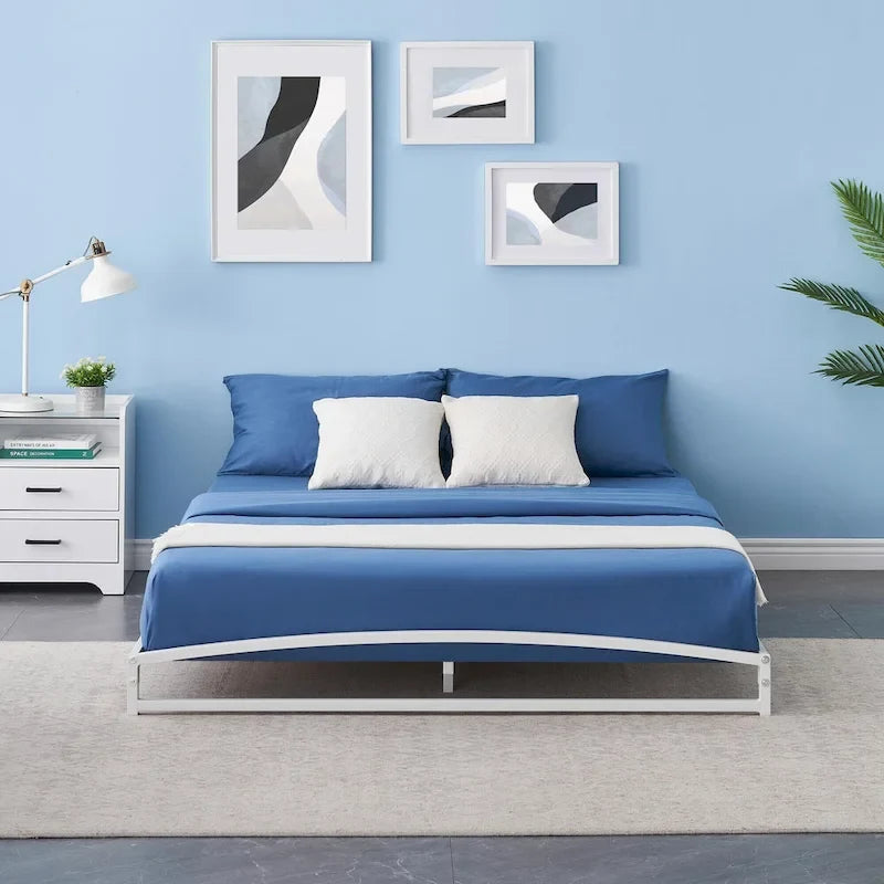 Struttura letto in metallo bianco/nero – 6 o 10 gambe, da una piazza a king size