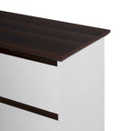 Comò bianco a 5 cassetti con ripiano in legno, per 1 persona