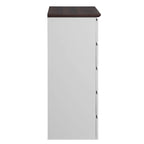 Comò bianco a 5 cassetti con ripiano in legno, per 1 persona