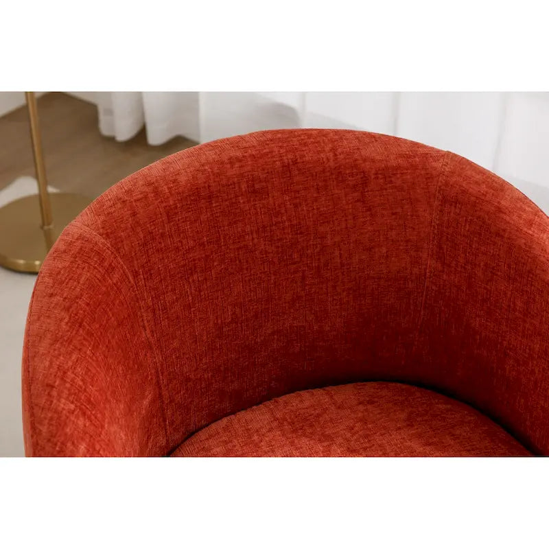 Poltrona girevole rotonda, in ciniglia arancione / avorio / nera / blu, a 360°, posto singolo