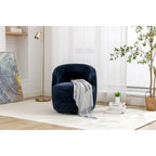 Poltrona girevole rotonda, in ciniglia arancione / avorio / nera / blu, a 360°, posto singolo