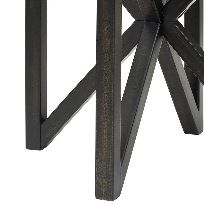 Tavolino da caffè rotondo in vetro, ciliegio/nero, base in legno massello, 1-2 posti a sedere
