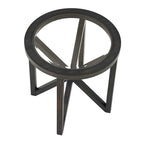 Tavolino da caffè rotondo in vetro, ciliegio/nero, base in legno massello, 1-2 posti a sedere