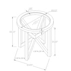 Tavolino da caffè rotondo in vetro, ciliegio/nero, base in legno massello, 1-2 posti a sedere