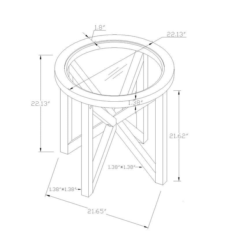 Tavolino da caffè rotondo in vetro, ciliegio/nero, base in legno massello, 1-2 posti a sedere