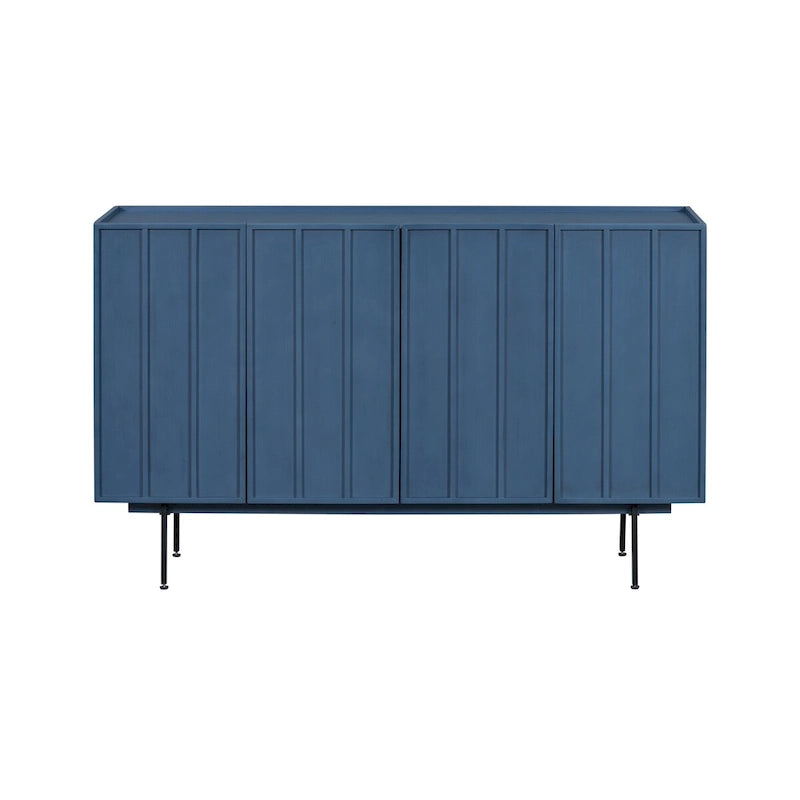 Credenza a 4 ante blu navy / bianco / nero con ripiani regolabili