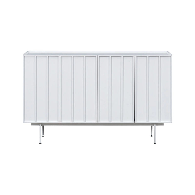 Credenza a 4 ante blu navy / bianco / nero con ripiani regolabili