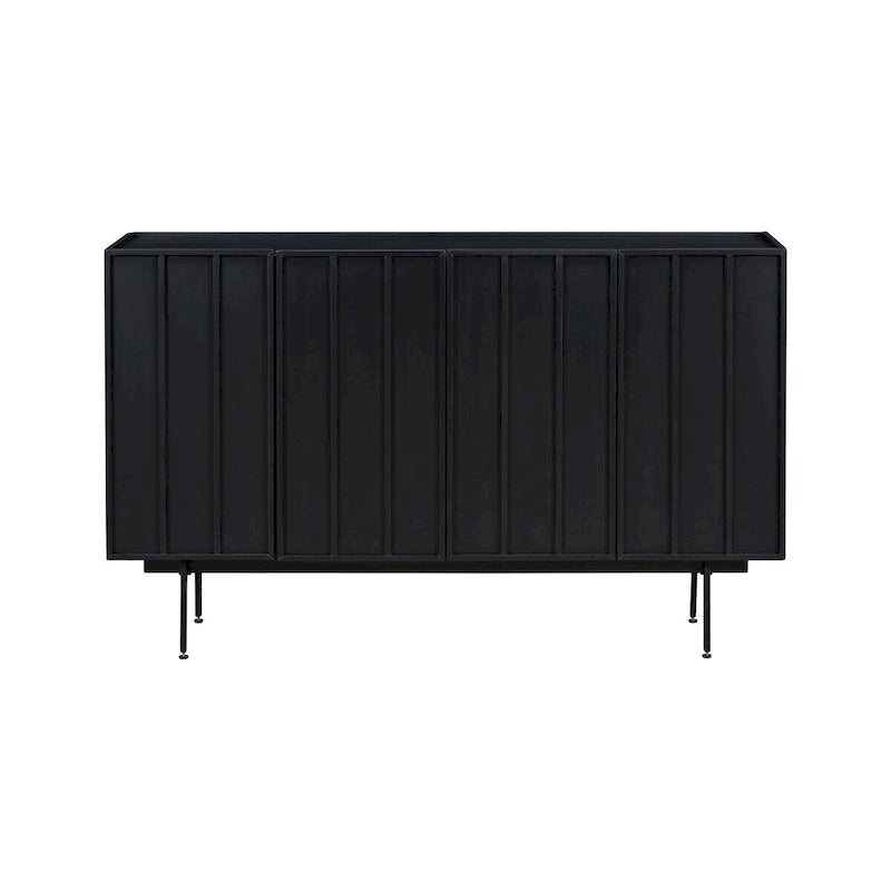 Credenza a 4 ante blu navy / bianco / nero con ripiani regolabili