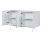 Credenza a 4 ante blu navy / bianco / nero con ripiani regolabili