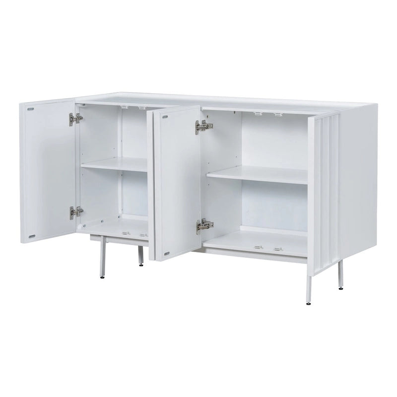 Credenza a 4 ante blu navy / bianco / nero con ripiani regolabili