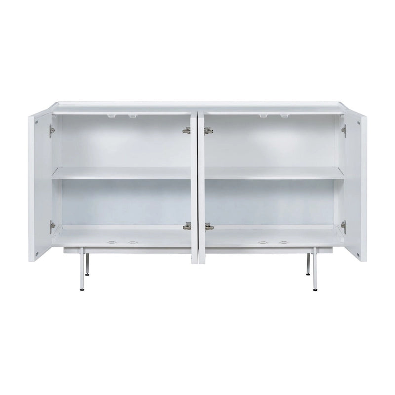 Credenza a 4 ante blu navy / bianco / nero con ripiani regolabili