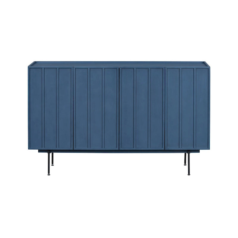 Credenza a 4 ante blu navy / bianco / nero con ripiani regolabili
