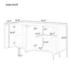 Credenza a 4 ante blu navy / bianco / nero con ripiani regolabili