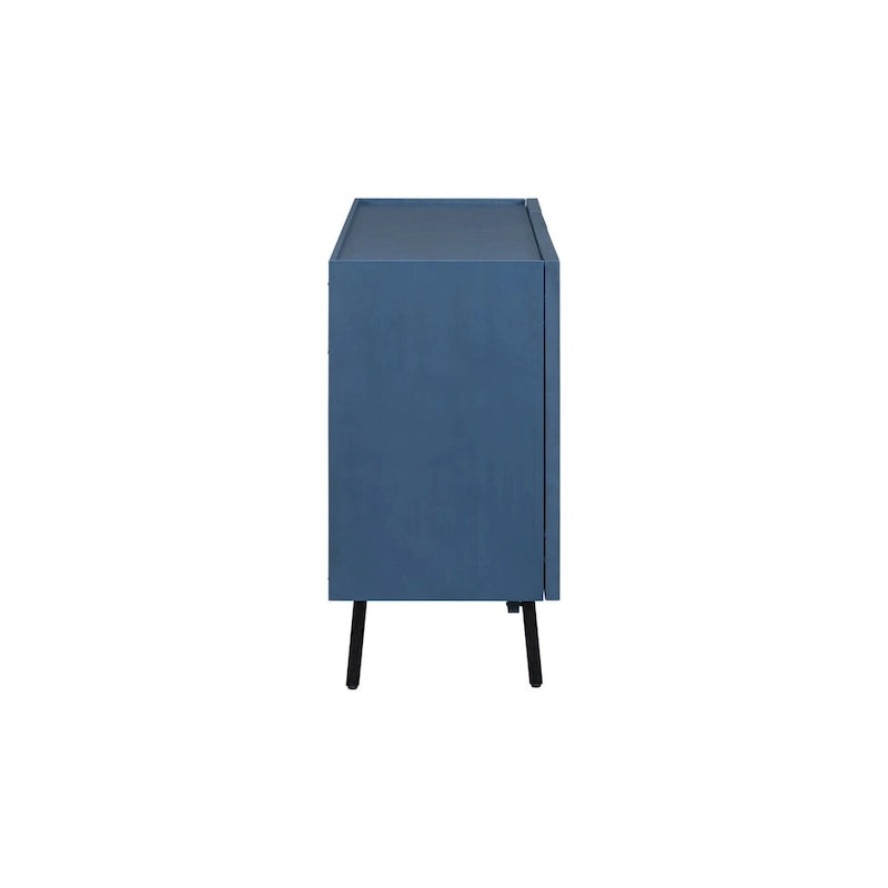 Credenza a 4 ante blu navy / bianco / nero con ripiani regolabili