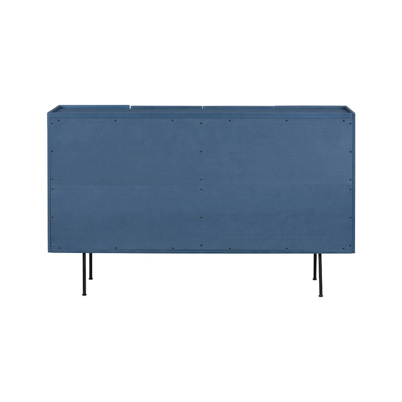 Credenza a 4 ante blu navy / bianco / nero con ripiani regolabili