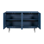 Credenza a 4 ante blu navy / bianco / nero con ripiani regolabili