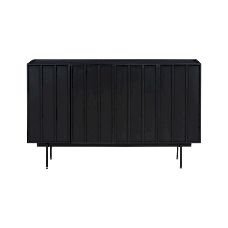 Credenza a 4 ante blu navy / bianco / nero con ripiani regolabili