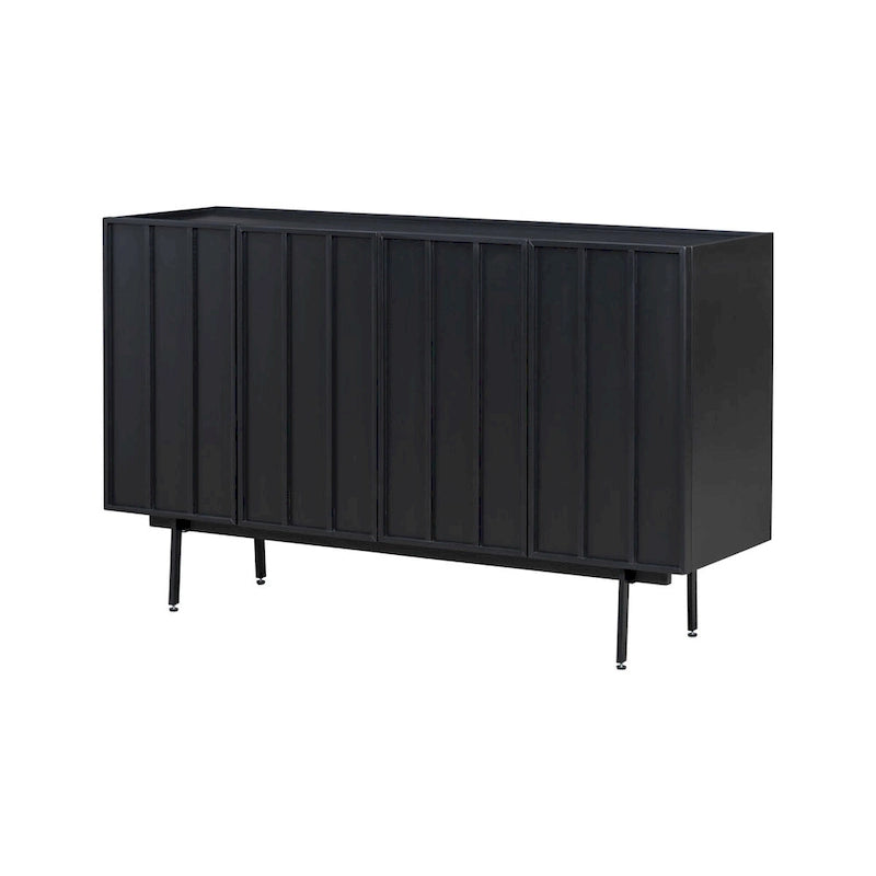 Credenza a 4 ante blu navy / bianco / nero con ripiani regolabili