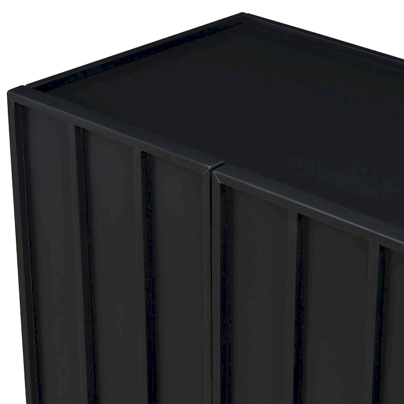 Credenza a 4 ante blu navy / bianco / nero con ripiani regolabili