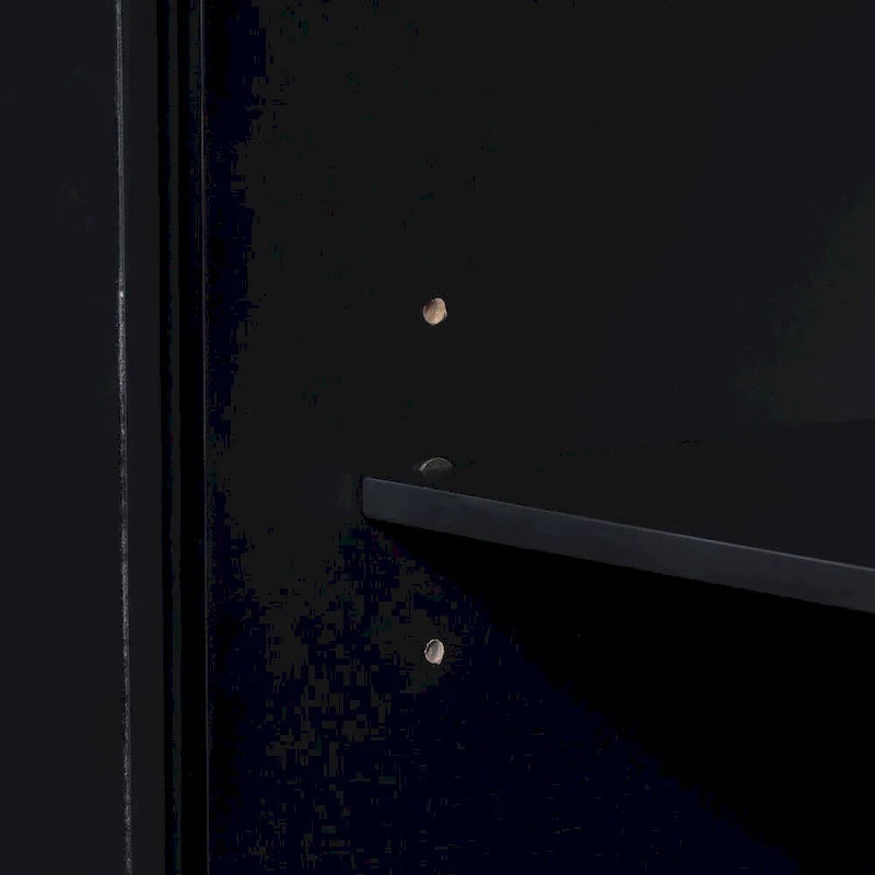 Credenza a 4 ante blu navy / bianco / nero con ripiani regolabili