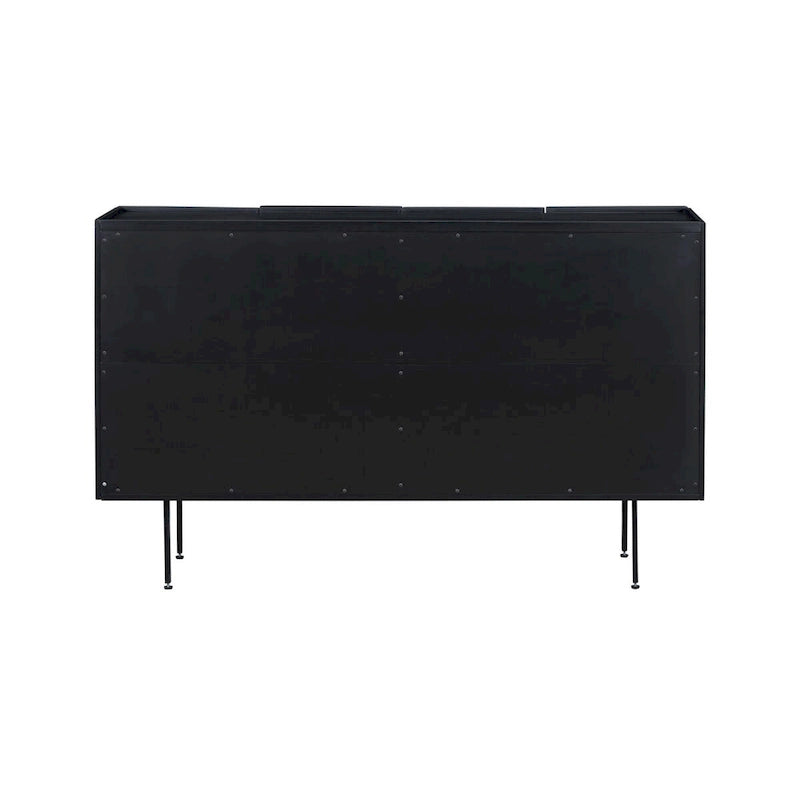 Credenza a 4 ante blu navy / bianco / nero con ripiani regolabili