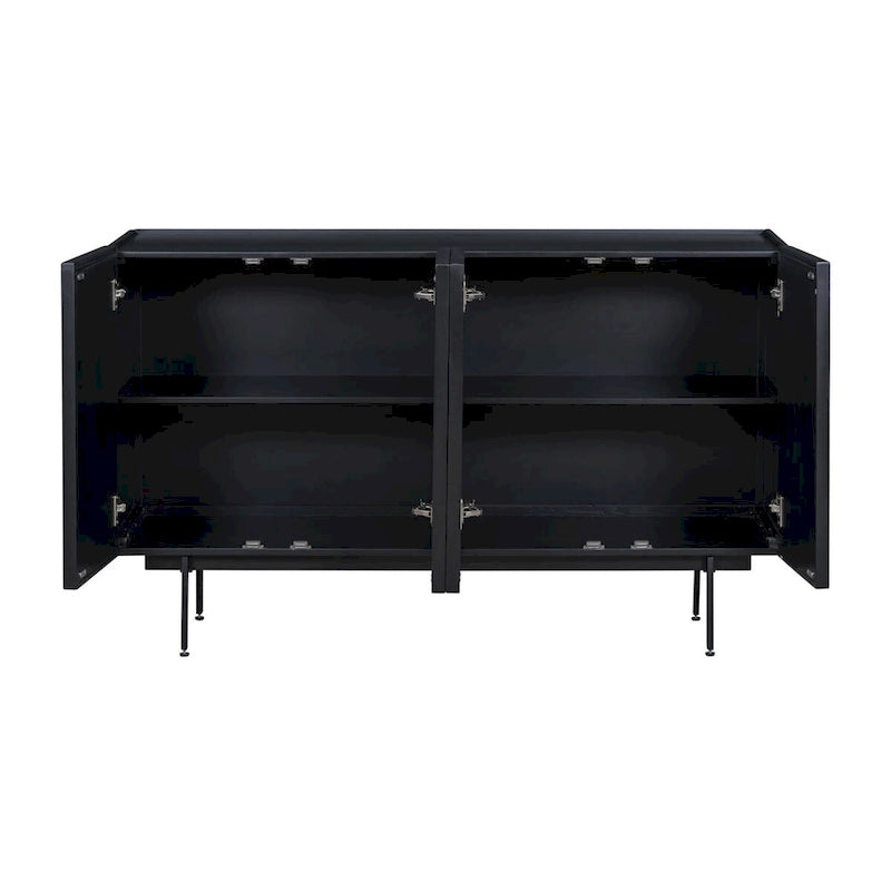 Credenza a 4 ante blu navy / bianco / nero con ripiani regolabili