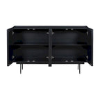 Credenza a 4 ante blu navy / bianco / nero con ripiani regolabili