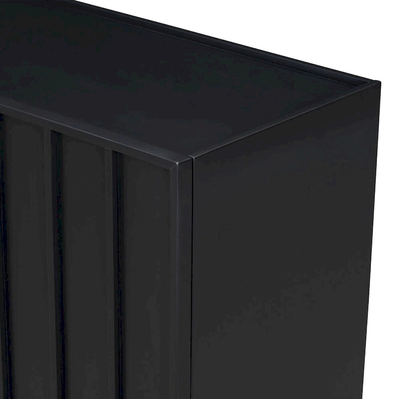 Credenza a 4 ante blu navy / bianco / nero con ripiani regolabili