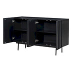Credenza a 4 ante blu navy / bianco / nero con ripiani regolabili