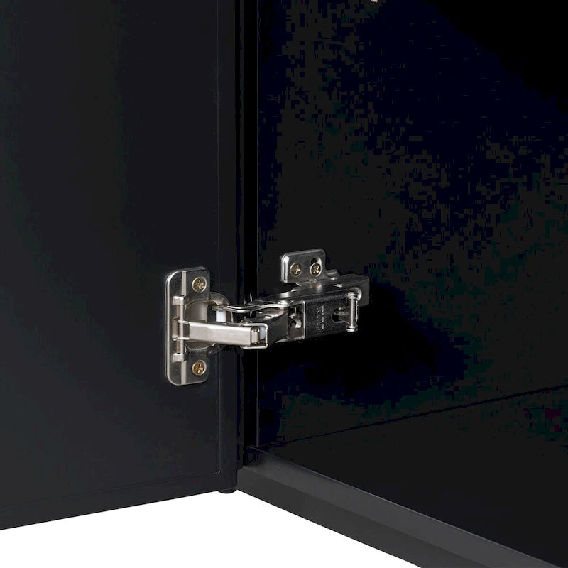 Credenza a 4 ante blu navy / bianco / nero con ripiani regolabili