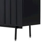 Credenza a 4 ante blu navy / bianco / nero con ripiani regolabili