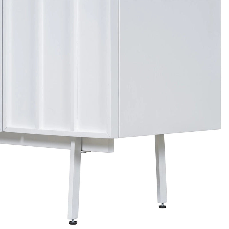 Credenza a 4 ante blu navy / bianco / nero con ripiani regolabili