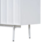 Credenza a 4 ante blu navy / bianco / nero con ripiani regolabili