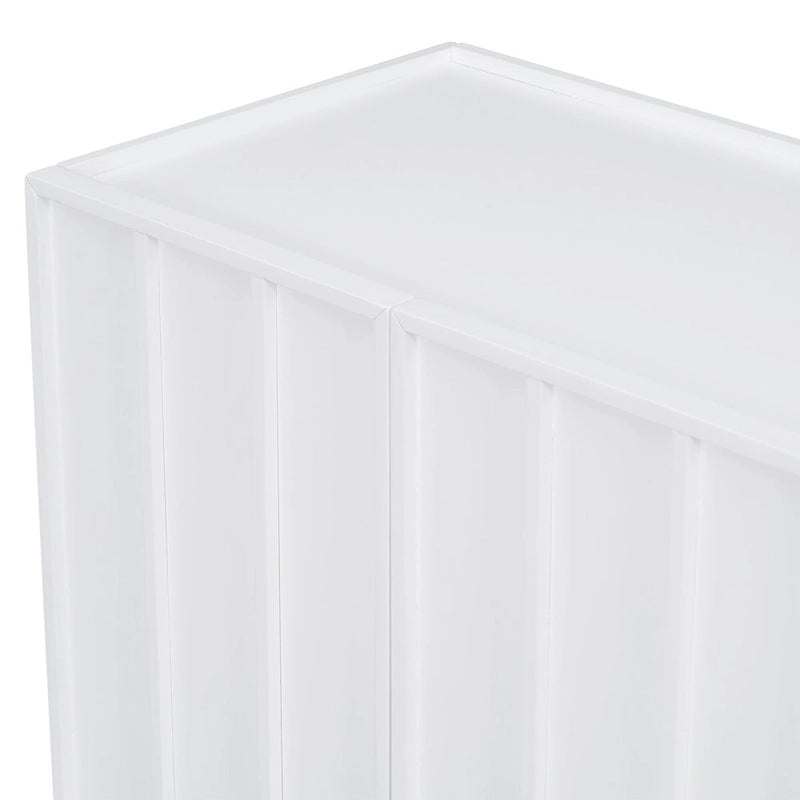 Credenza a 4 ante blu navy / bianco / nero con ripiani regolabili