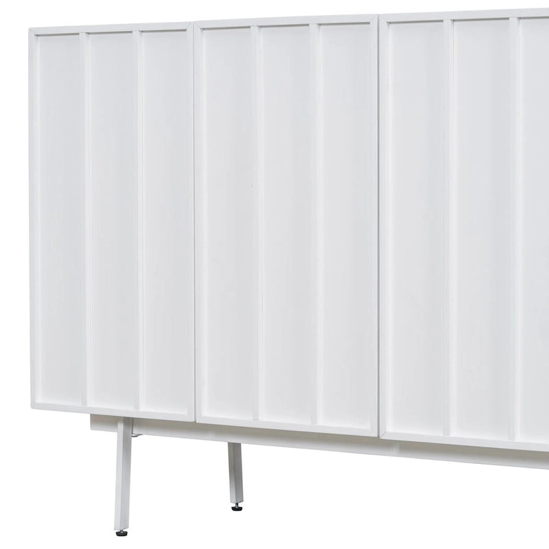 Credenza a 4 ante blu navy / bianco / nero con ripiani regolabili