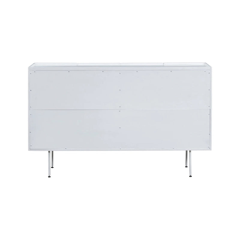Credenza a 4 ante blu navy / bianco / nero con ripiani regolabili