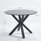 Tavolo da pranzo rotondo nero/bianco marmo/bianco, piano in MDF e base a piedistallo in metallo, 4-6 posti a sedere