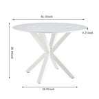 Tavolo da pranzo rotondo nero/bianco marmo/bianco, piano in MDF e base a piedistallo in metallo, 4-6 posti a sedere