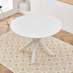 Tavolo da pranzo rotondo nero/bianco marmo/bianco, piano in MDF e base a piedistallo in metallo, 4-6 posti a sedere