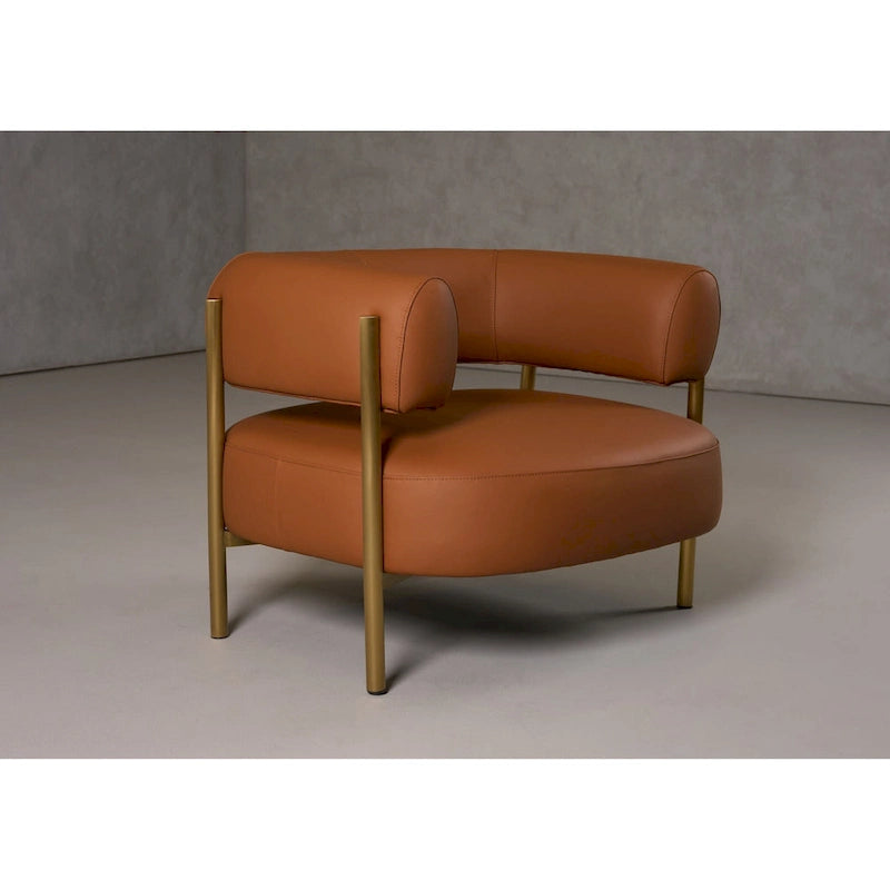 Poltrona accent in pelle curva marrone ruggine – Posto singolo
