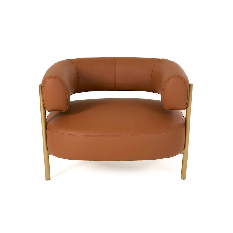Poltrona accent in pelle curva marrone ruggine – Posto singolo