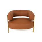 Poltrona accent in pelle curva marrone ruggine – Posto singolo