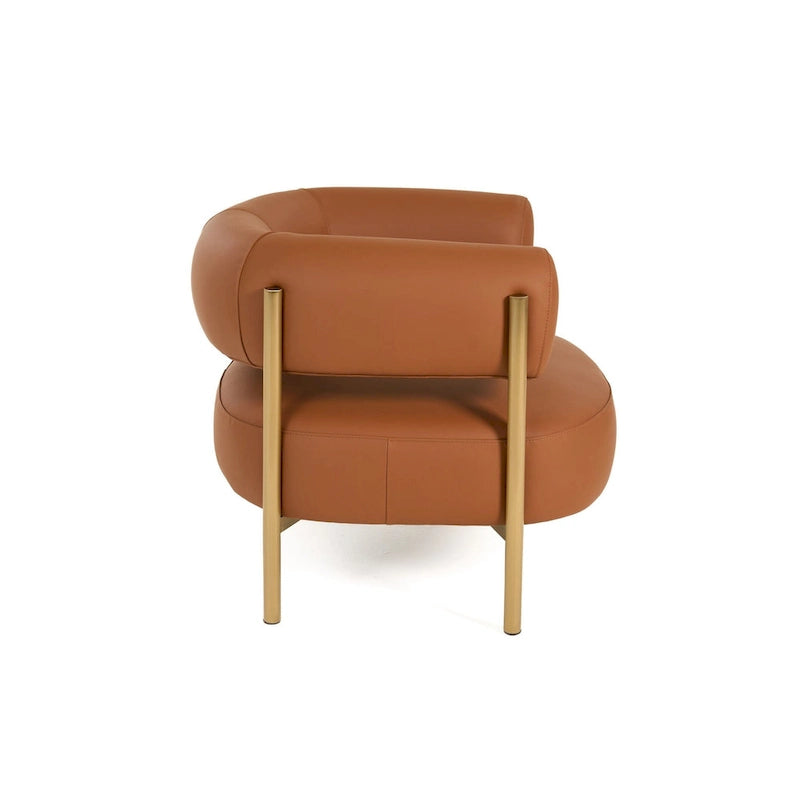 Poltrona accent in pelle curva marrone ruggine – Posto singolo