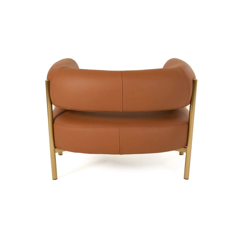 Poltrona accent in pelle curva marrone ruggine – Posto singolo